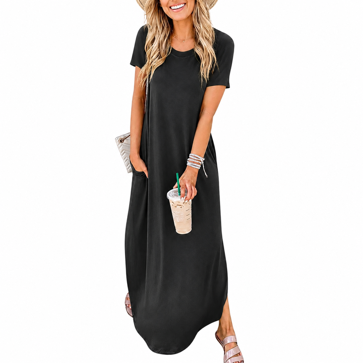 Casual Maxi Short Sleeve Sundress Dress For Women
