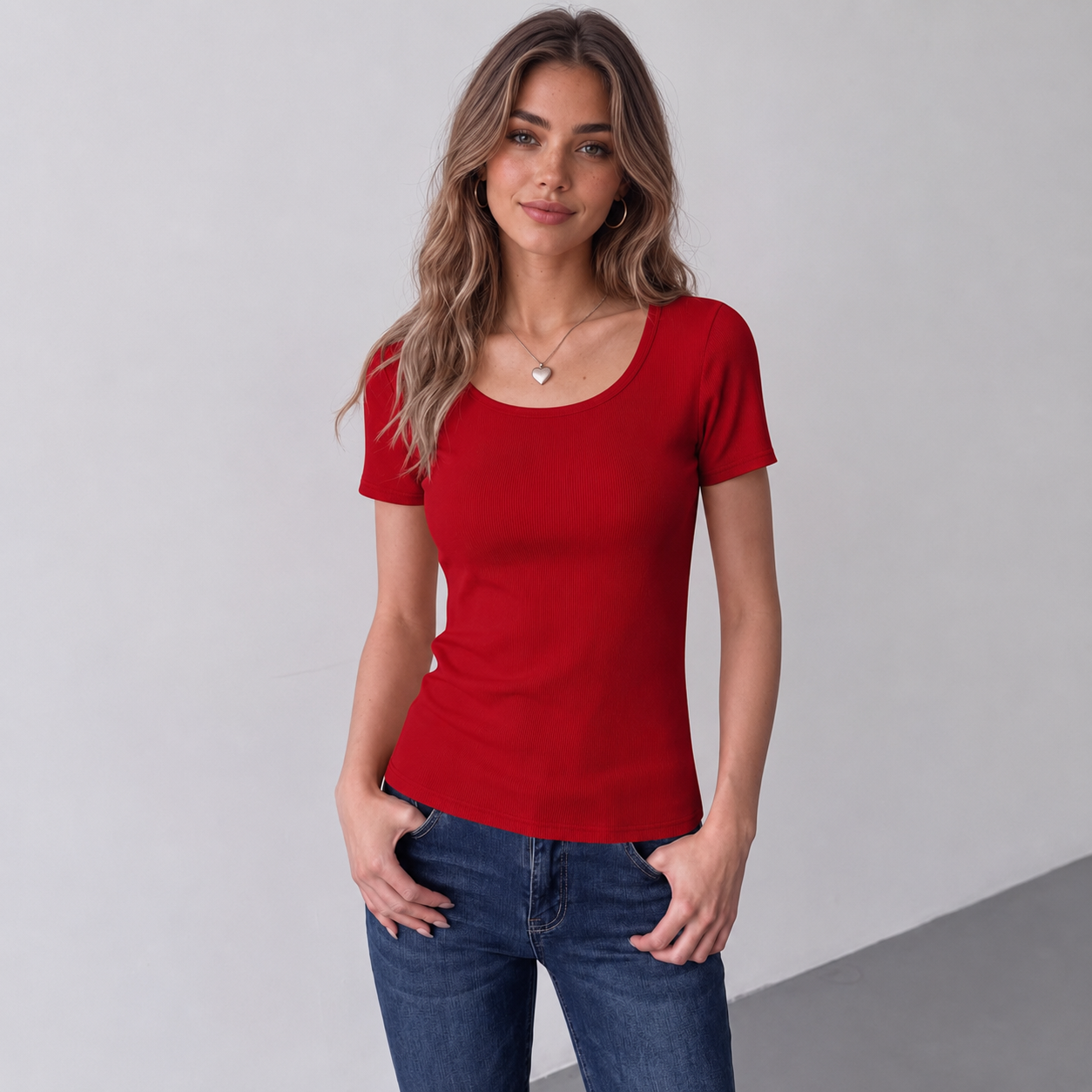 Casual Short Fitted Ribbed Knit Sleeve Top For Women