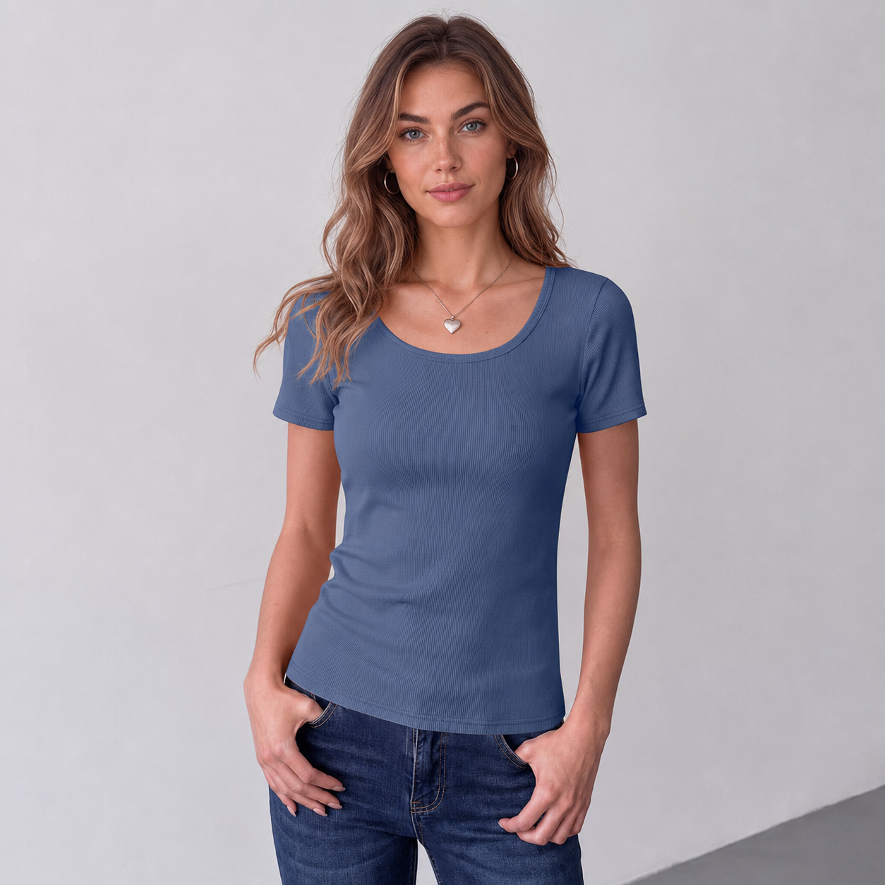 Casual Short Fitted Ribbed Knit Sleeve Top For Women