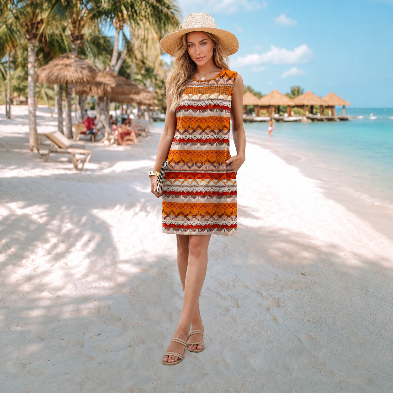Summer Spring Fashion Lace Tank Dress With Pockets For Women