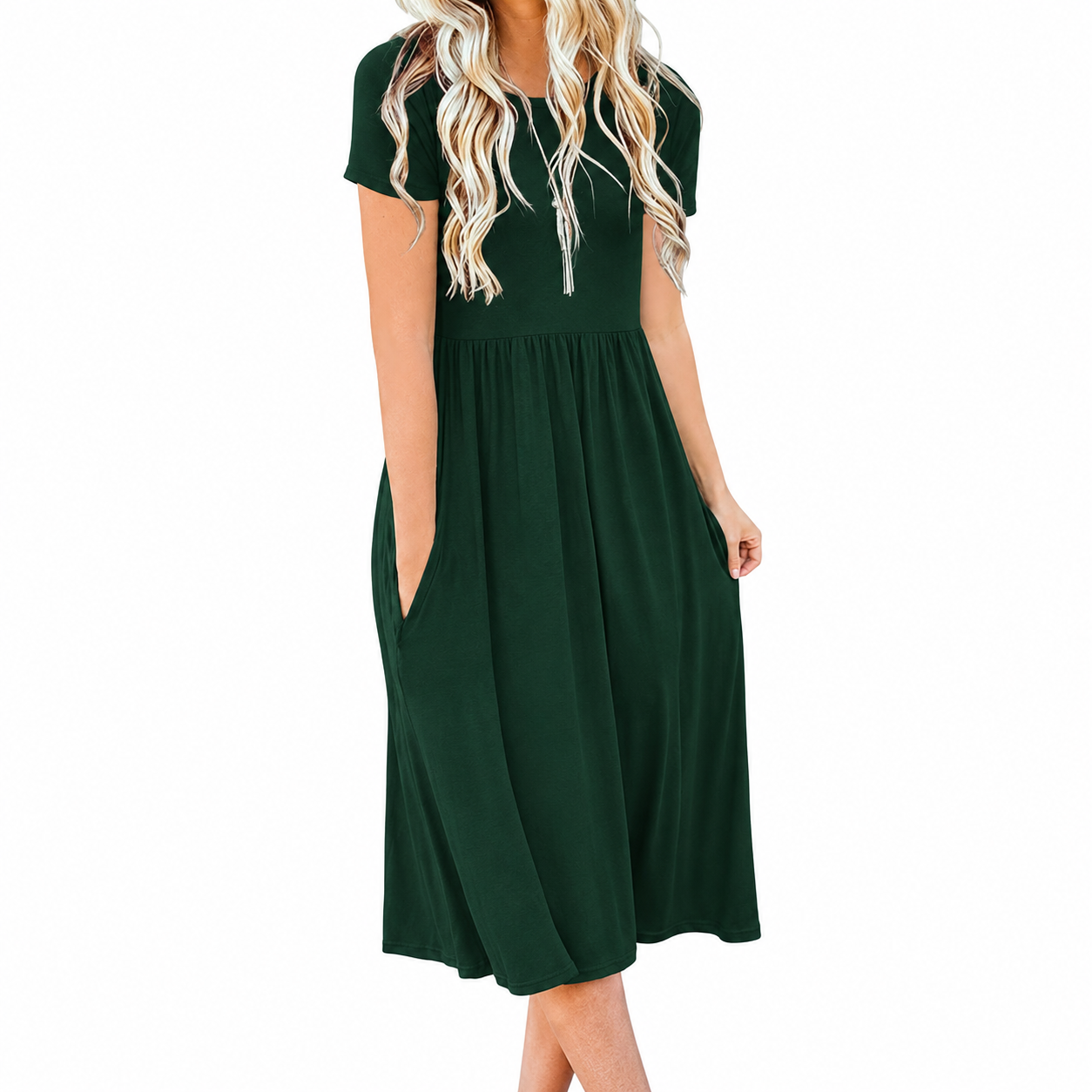 Summer Casual Short Sleeve Dress With Pockets For Women 