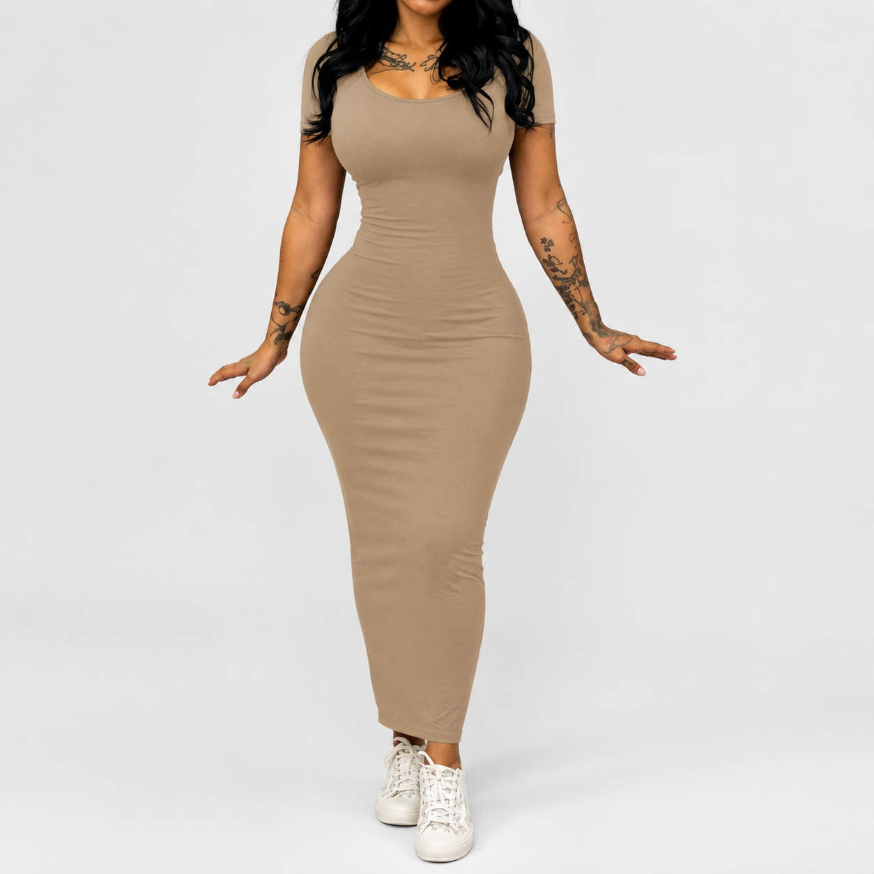 Casual Fitted Bodycon Short Sleeve Dress For Women