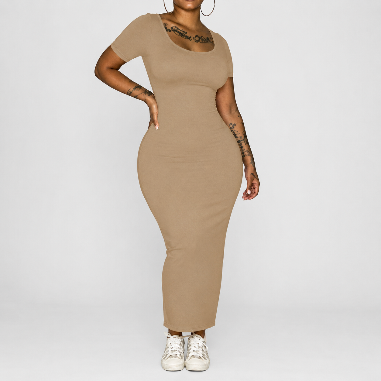 Casual Fitted Bodycon Short Sleeve Dress For Women