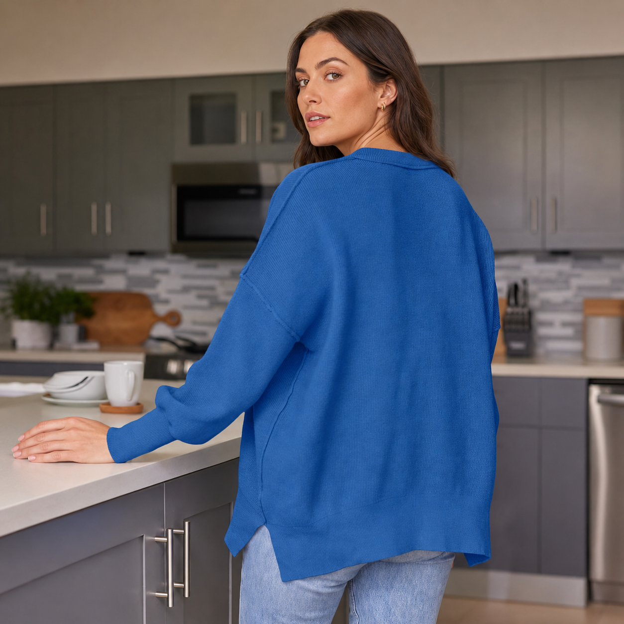 Oversized Knit Fashion Batwing Pullover Sweaters For Women