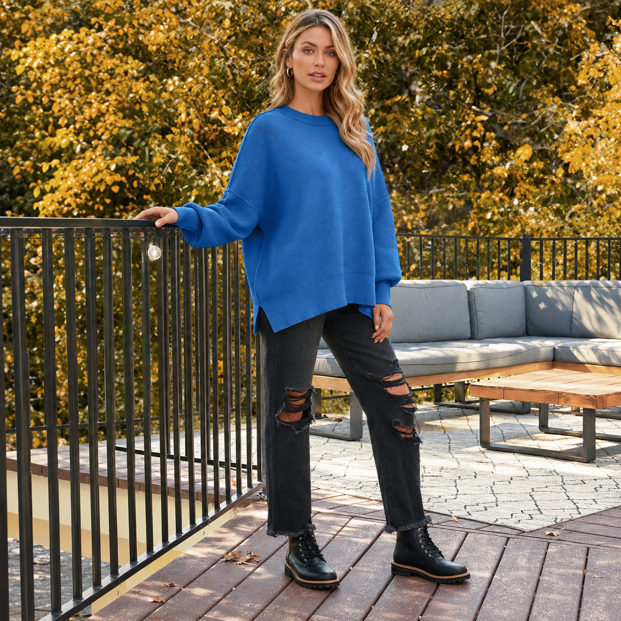 Oversized Knit Fashion Batwing Pullover Sweaters For Women