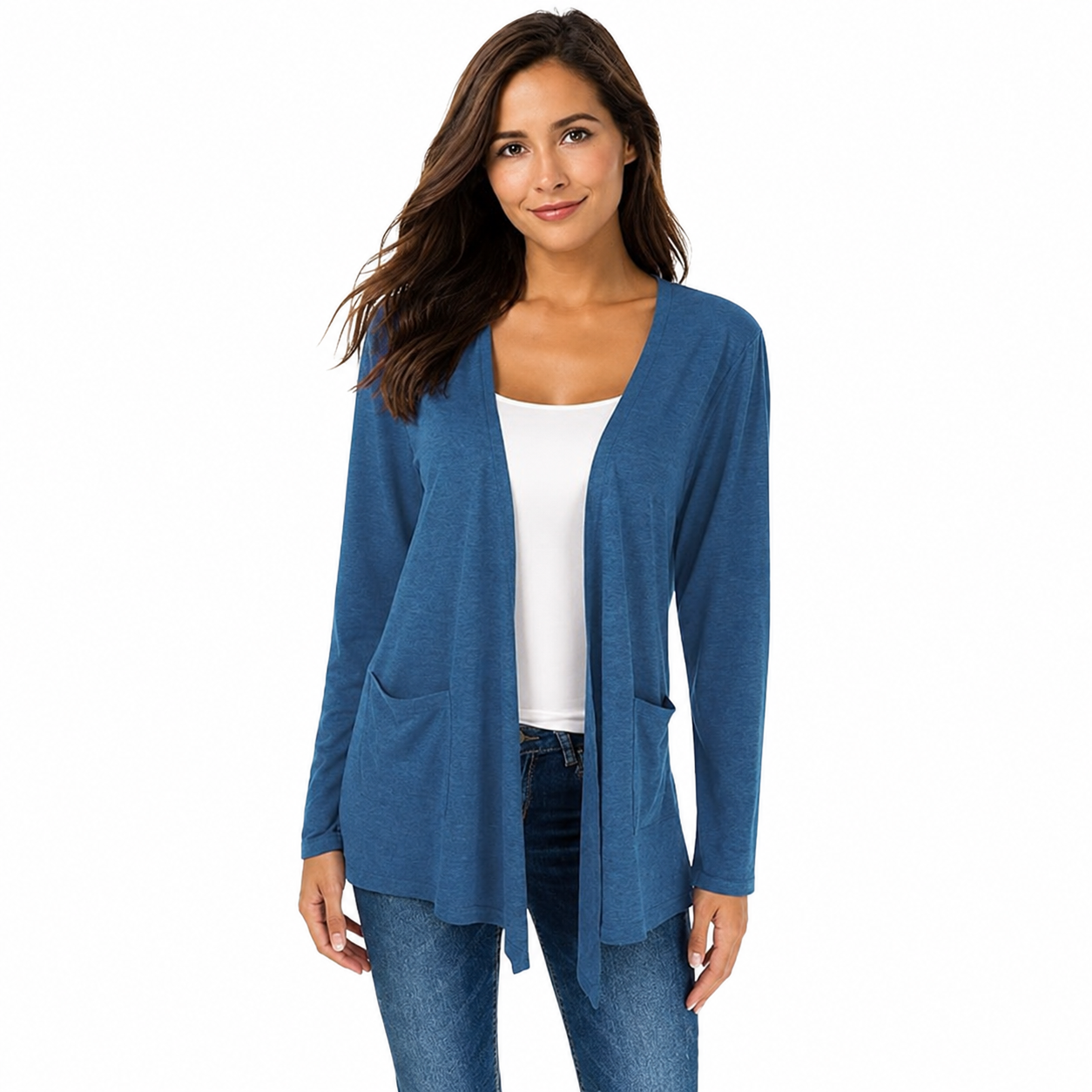 Casual Lightweight Long Sleeve Cardigan With Pockets For Women
