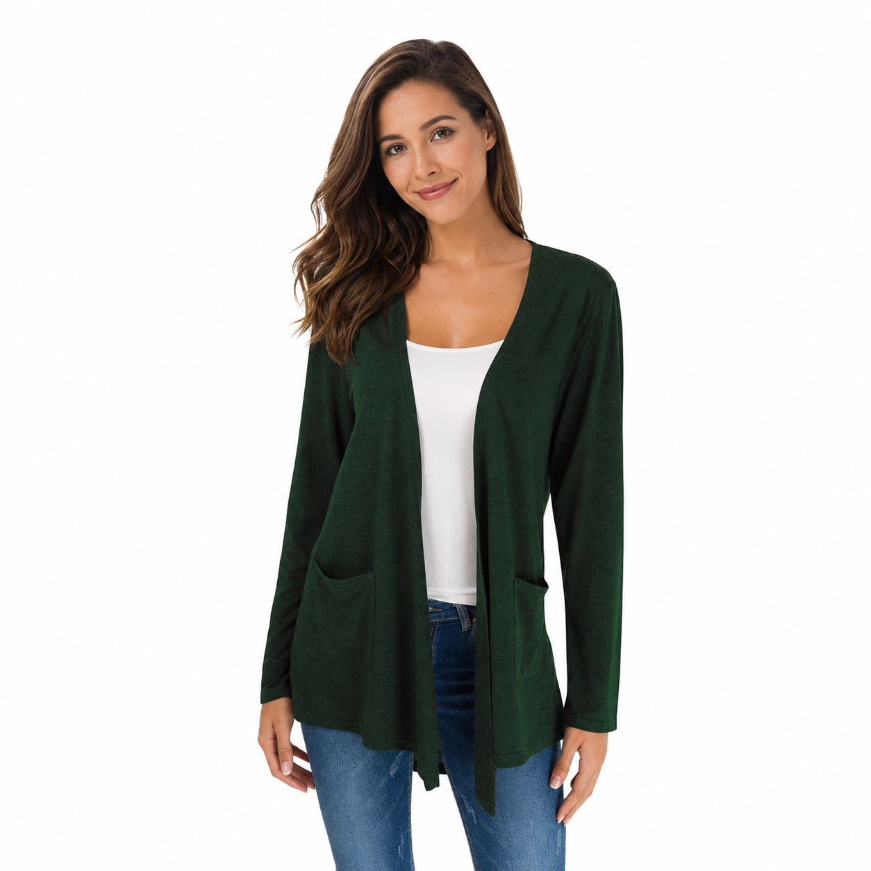 Casual Lightweight Long Sleeve Cardigan With Pockets For Women