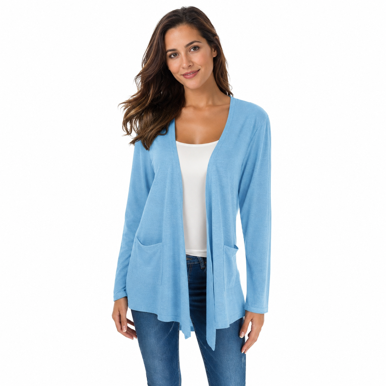 Casual Lightweight Long Sleeve Cardigan With Pockets For Women