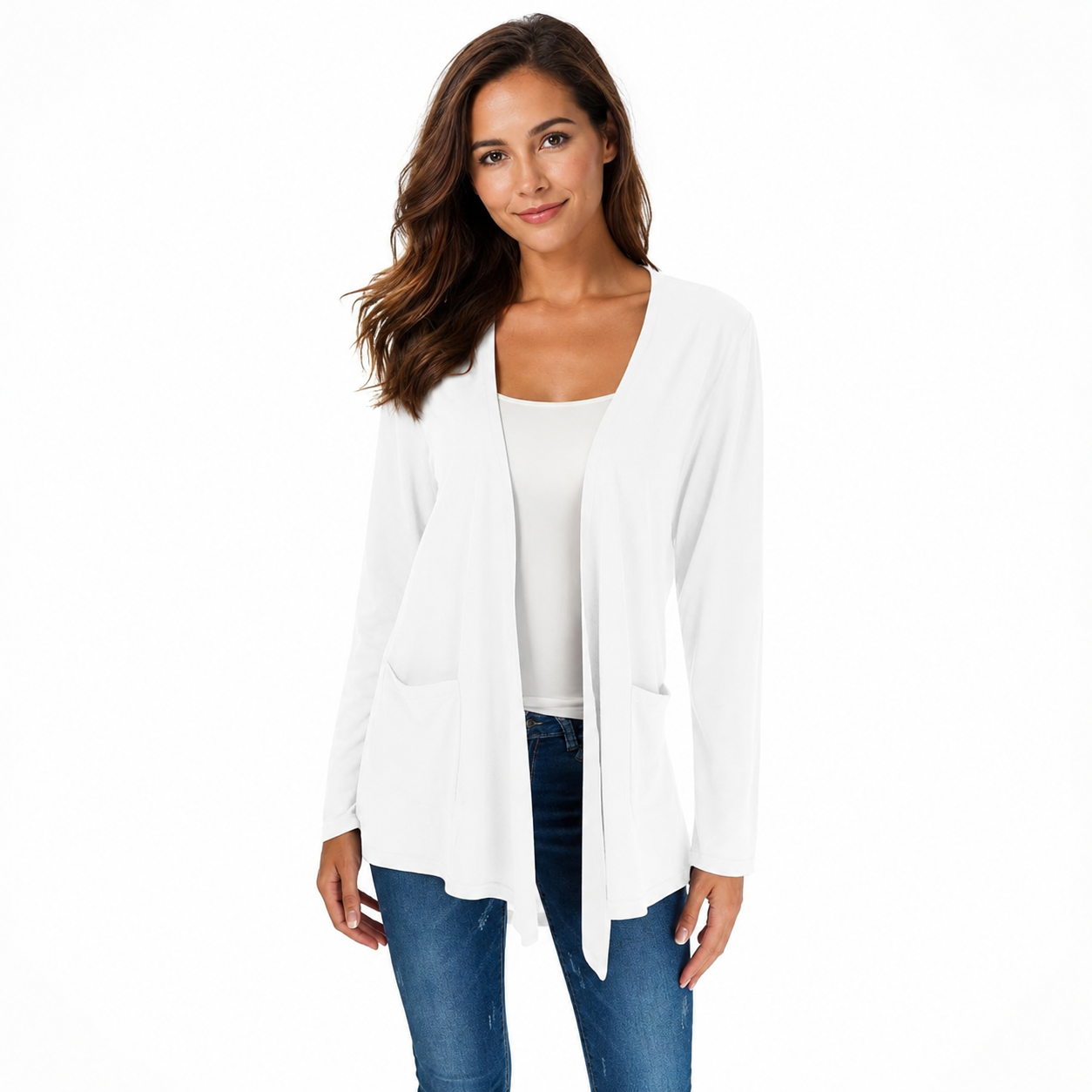 Casual Lightweight Long Sleeve Cardigan With Pockets For Women