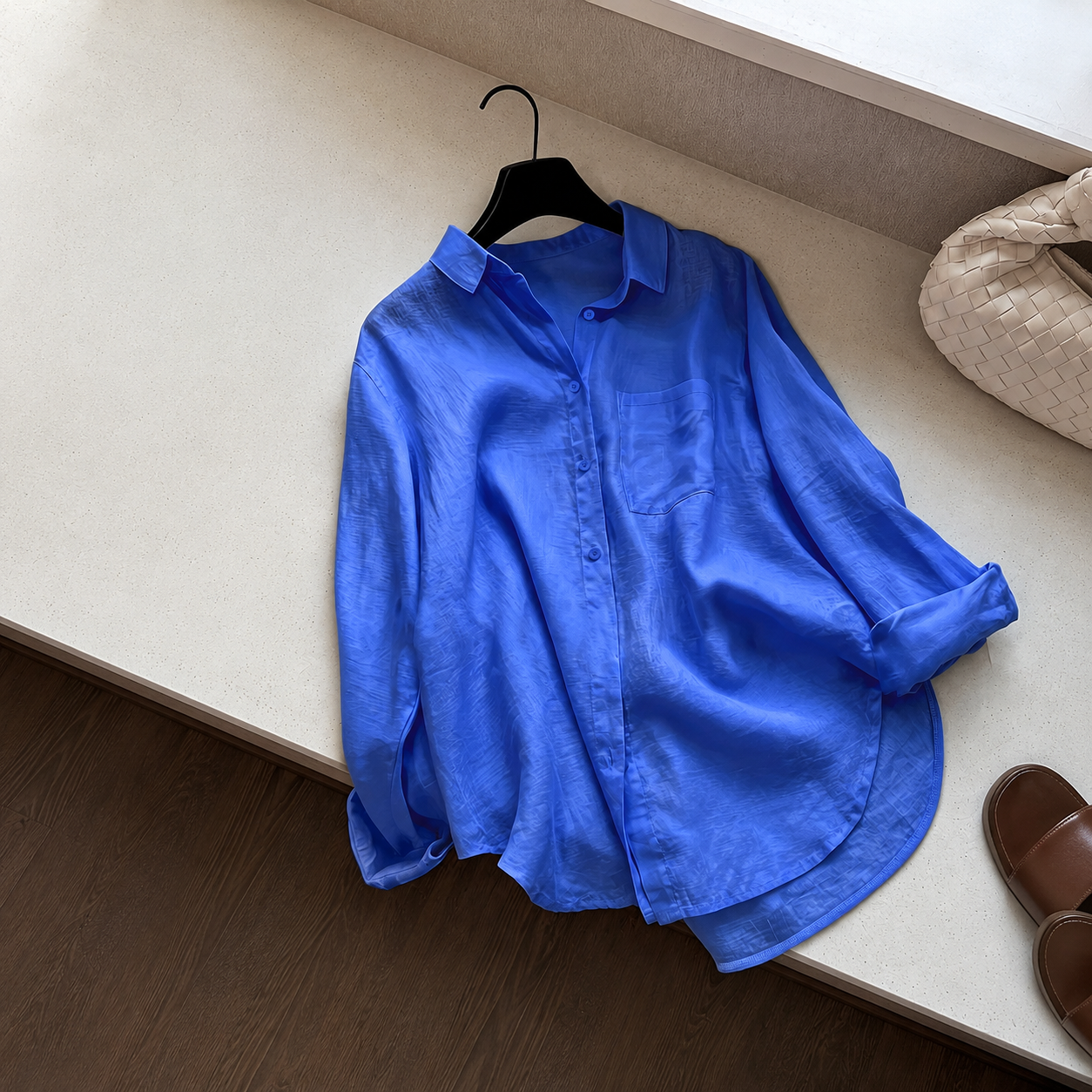 Casual Solid Front Shirt With Button For Women