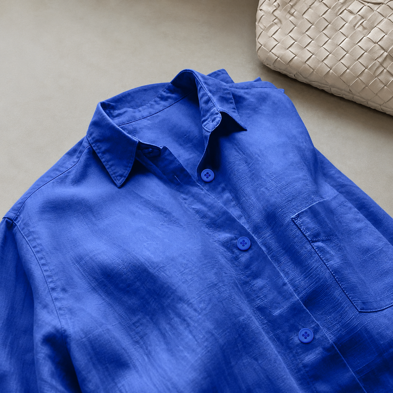 Casual Solid Front Shirt With Button For Women