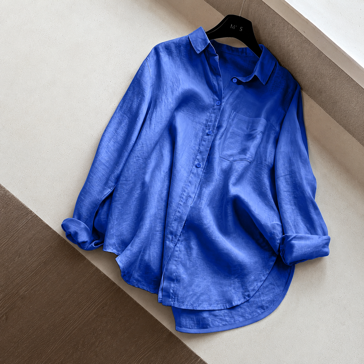 Casual Solid Front Shirt With Button For Women
