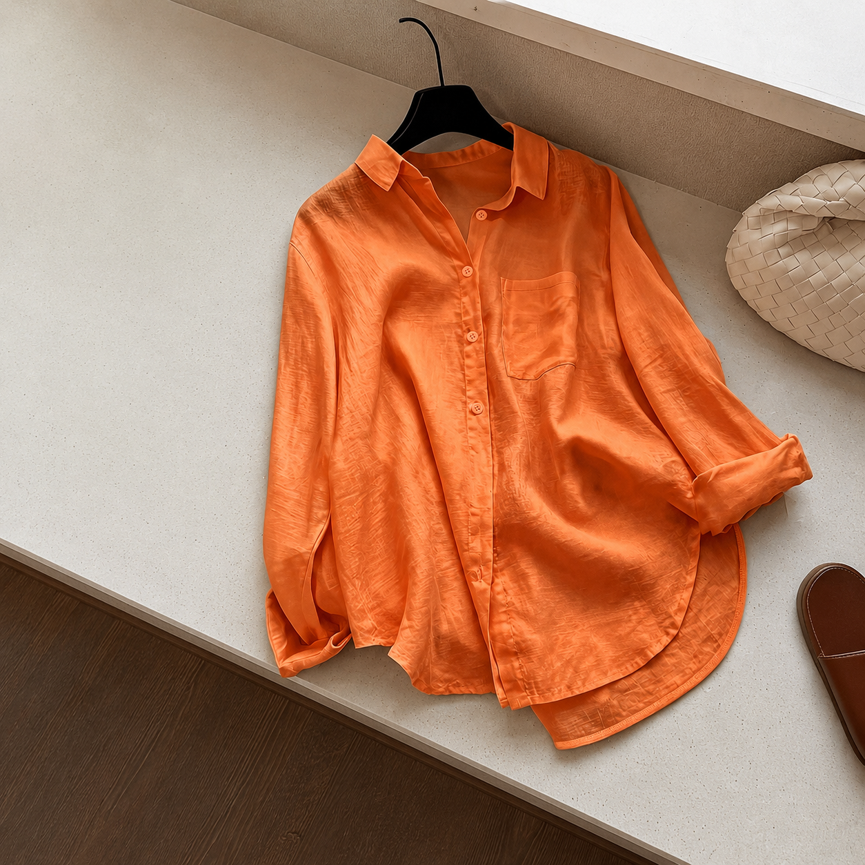 Casual Solid Front Shirt With Button For Women