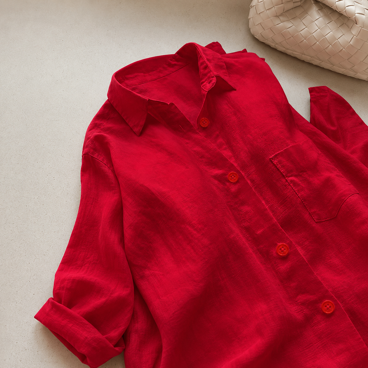 Casual Solid Front Shirt With Button For Women