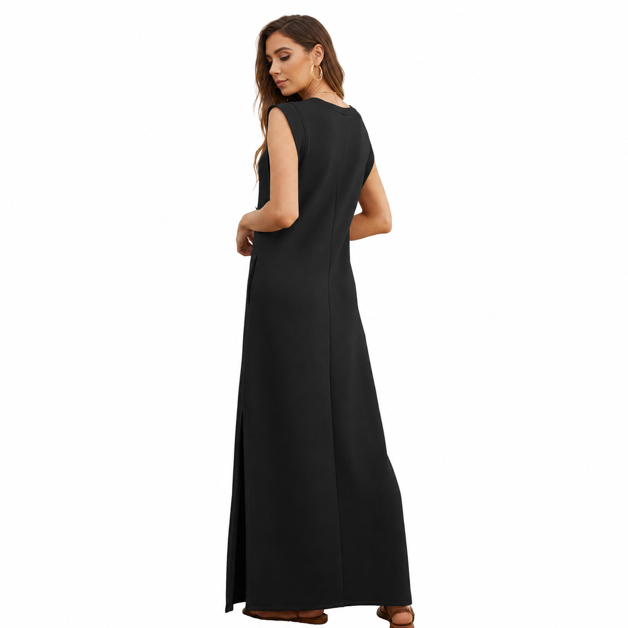 Casual Maxi Loose Vacation Dress With Pockets For Women