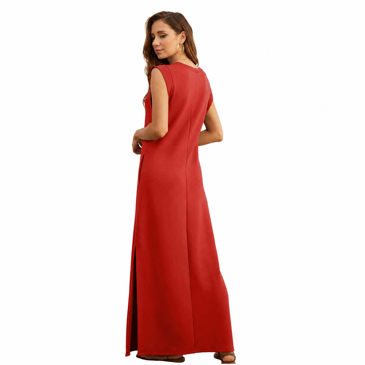 Casual Maxi Loose Vacation Dress With Pockets For Women