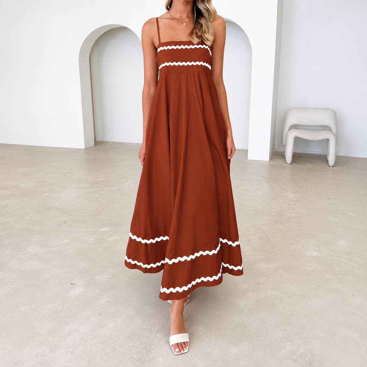 Casual Sleeveless Ruffle Spaghetti Dress For Women
