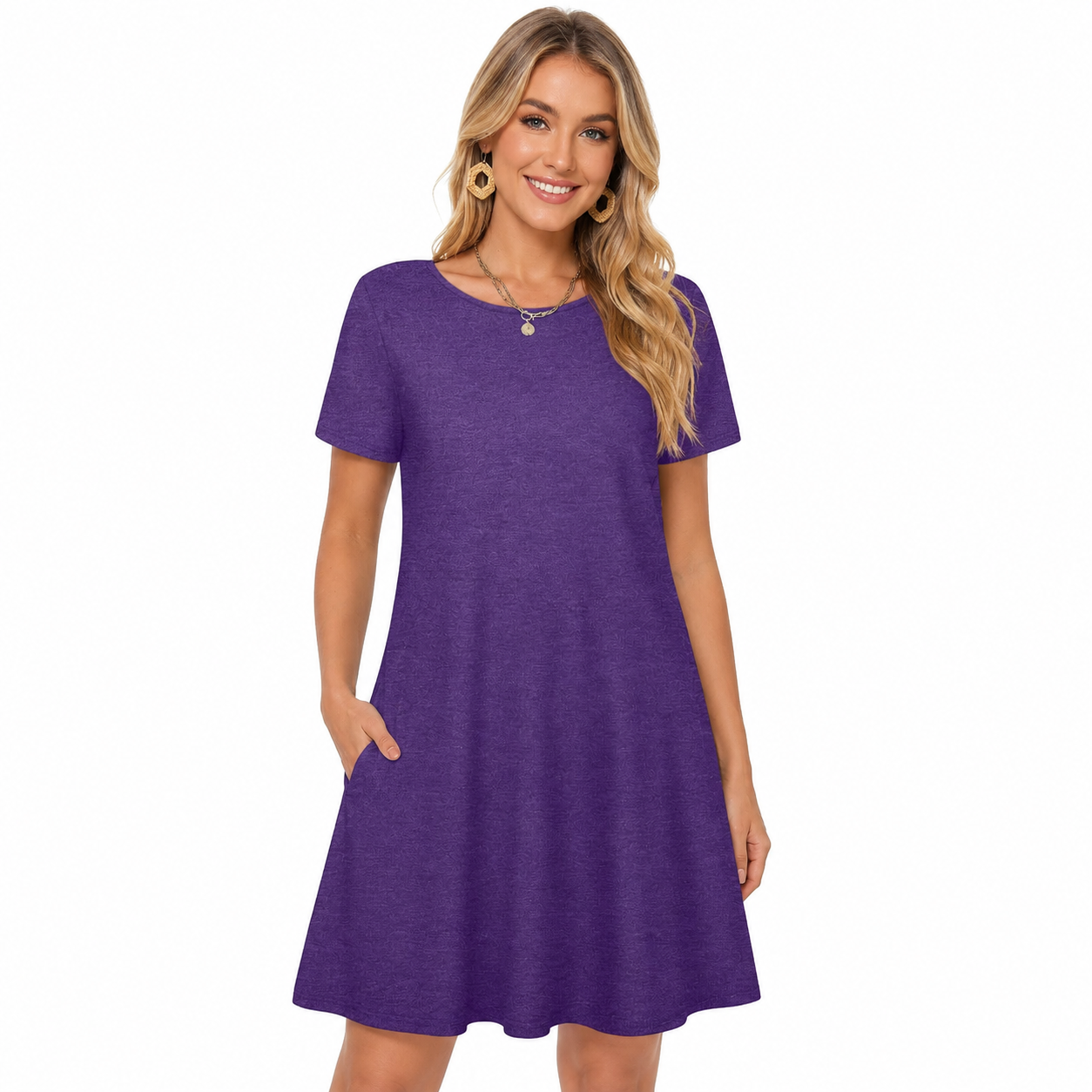 Casual Sundress Short Sleeve Beach Cover Ups For Women