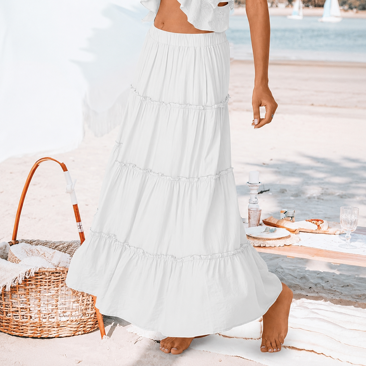 Boho Maxi Vacation Skirt With Pockets For Women
