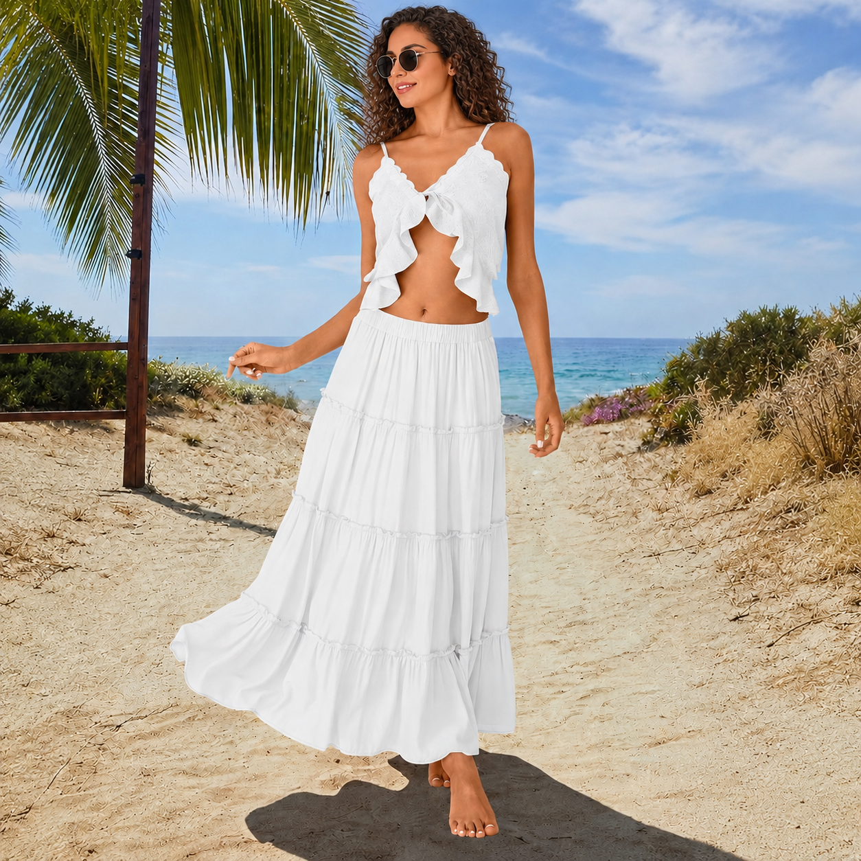 Boho Maxi Vacation Skirt With Pockets For Women