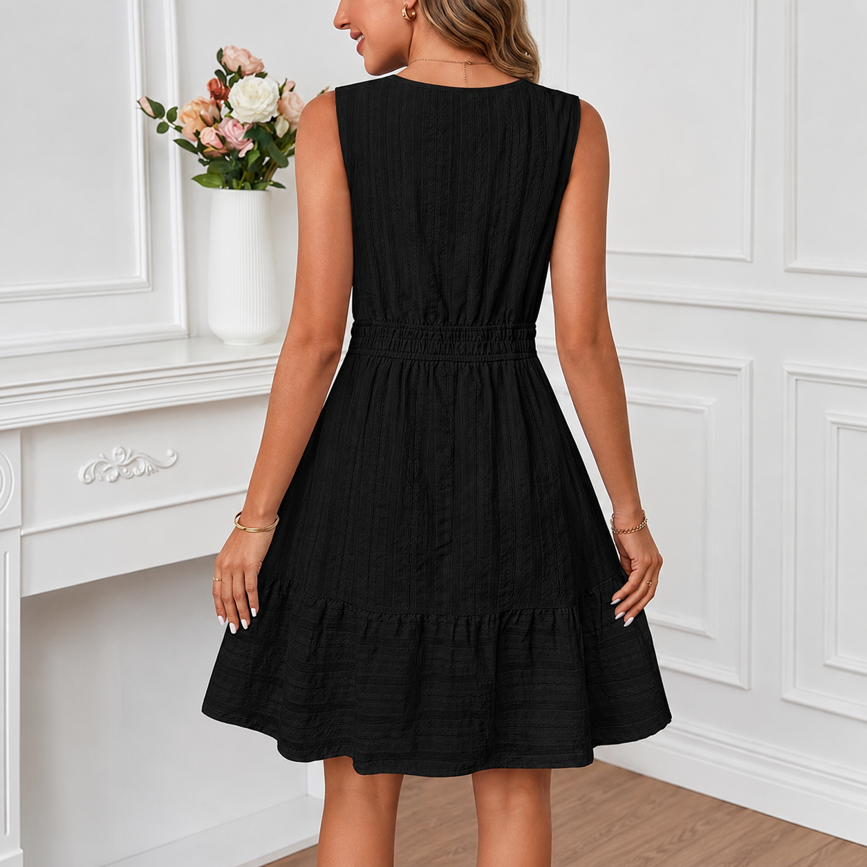 Casual Sleeveless A Line Flowy Sundress For Women