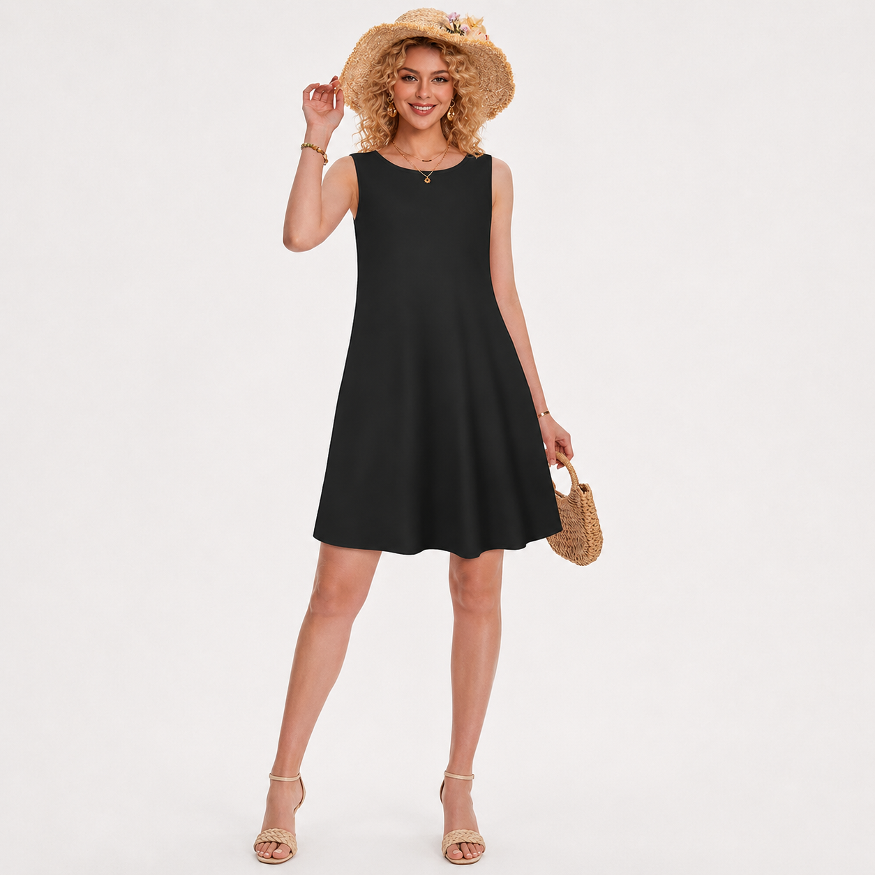 Sleeveless Boho Floral Flowy Vintage Dress For Women