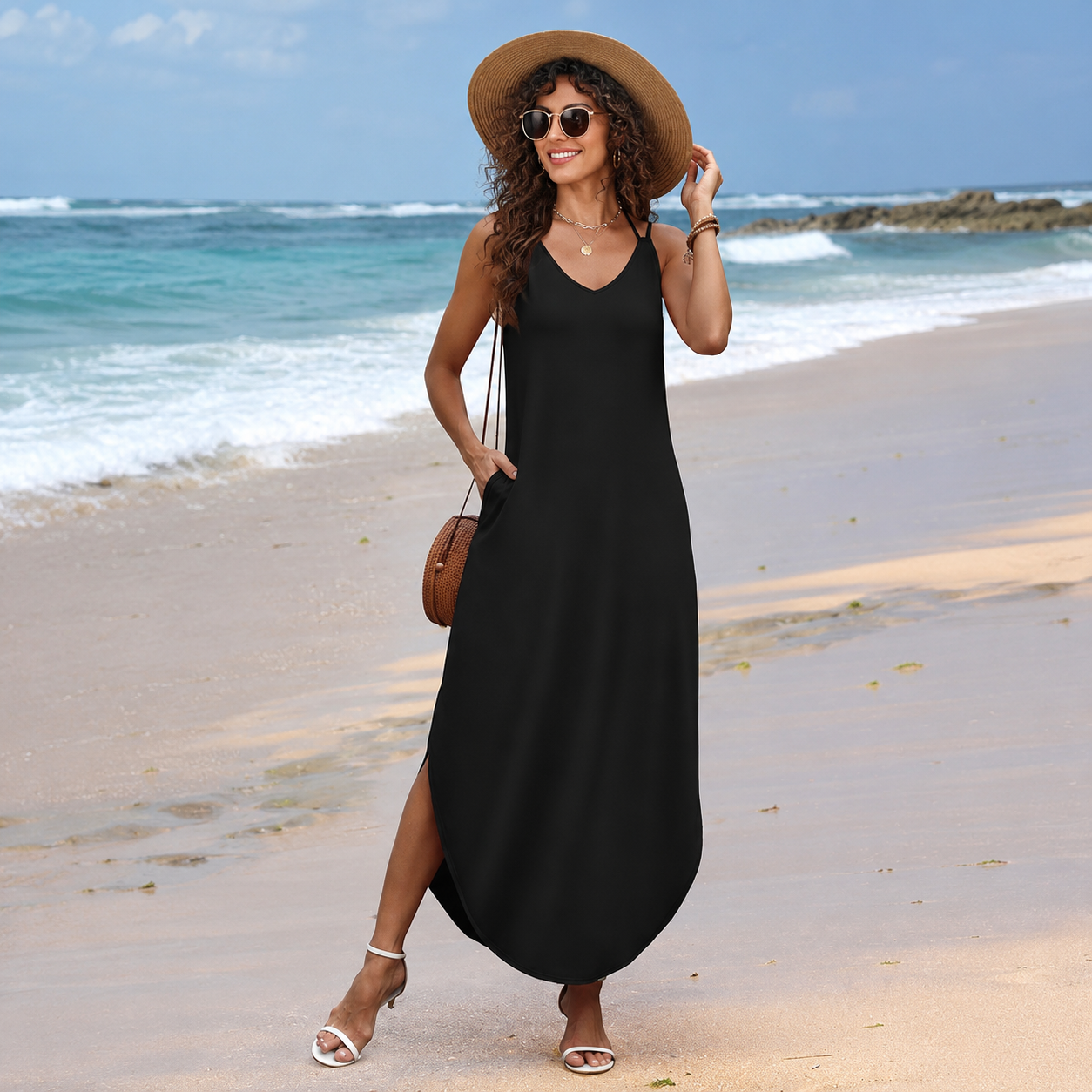 Boho Beach Summer Halter Maxi Travel Dress For Women