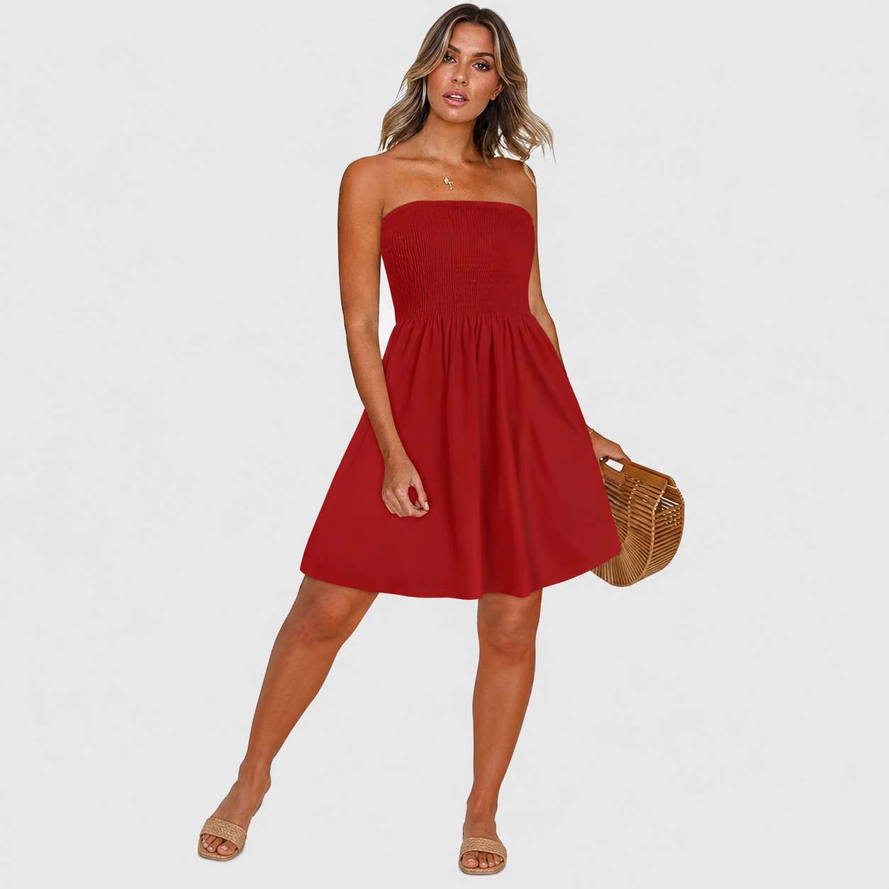 Boho Strapless Casual Mini Dress For Women