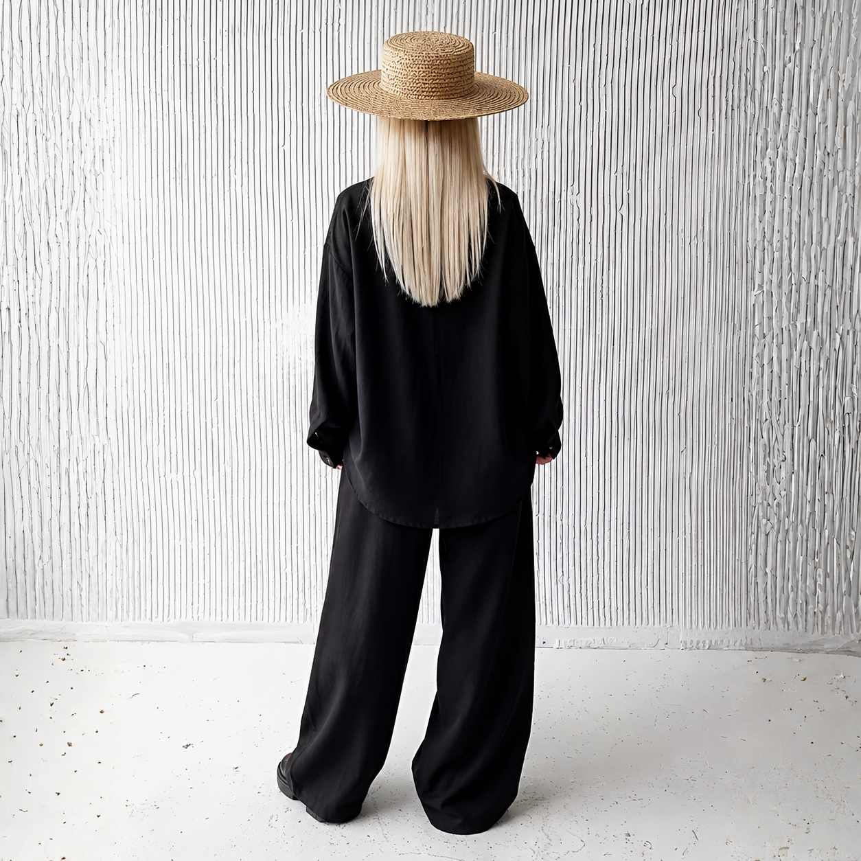 High Rise Drawstring Pants With Long Sleeve Shirts Two Piece Matching Outfit Set