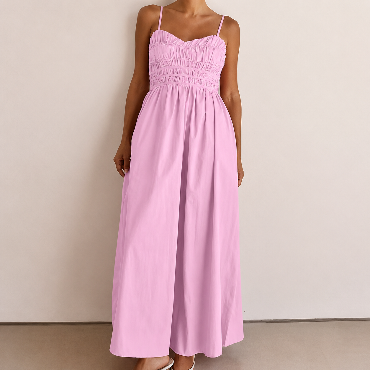 Casual High Rise Spaghetti Strap Open Back Dress For Women