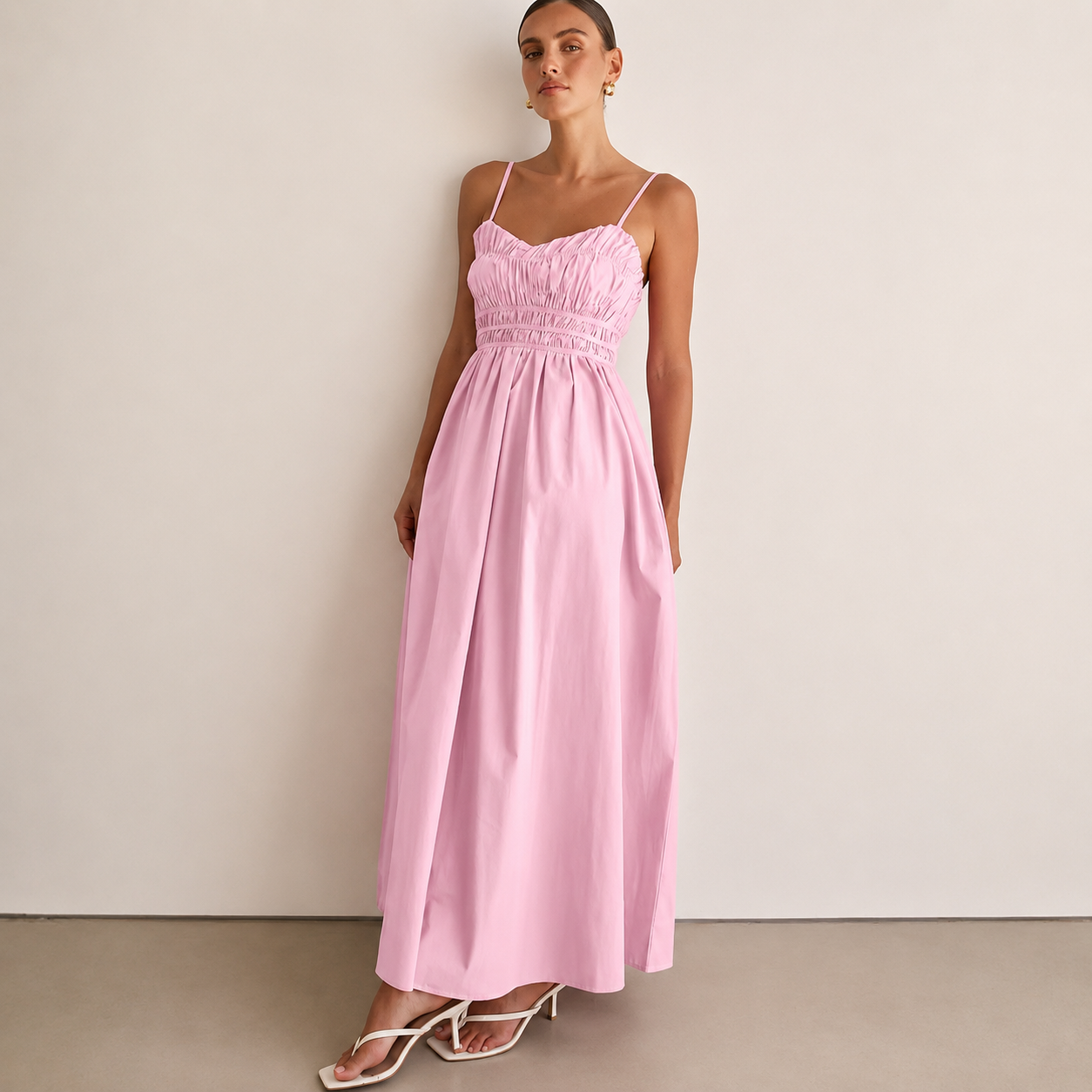 Casual High Rise Spaghetti Strap Open Back Dress For Women