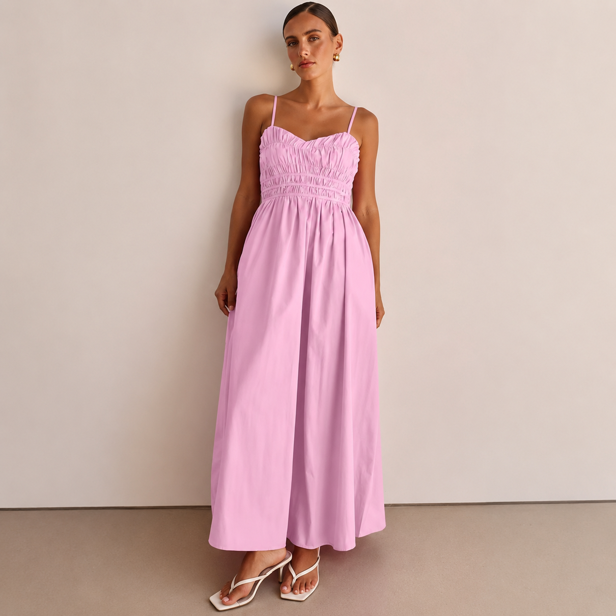 Casual High Rise Spaghetti Strap Open Back Dress For Women