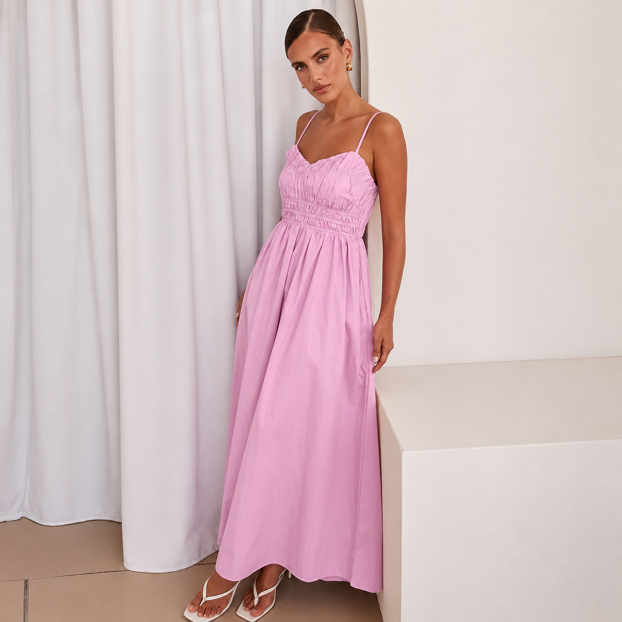 Casual High Rise Spaghetti Strap Open Back Dress For Women