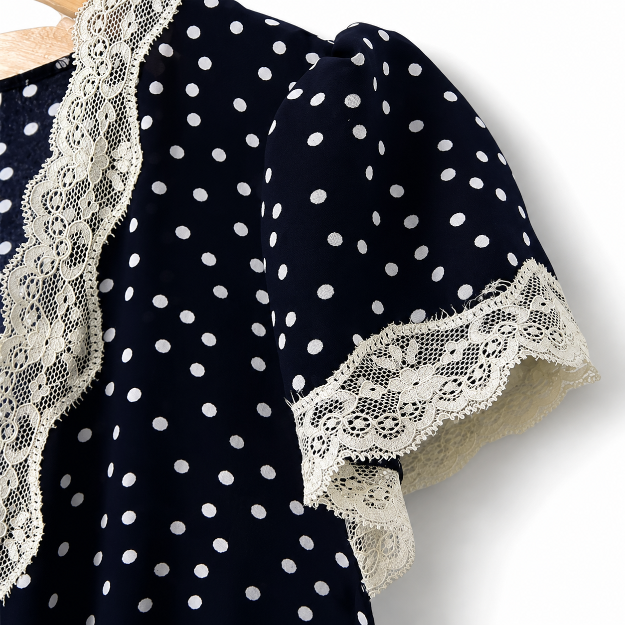 Polka Dot Print A Line Summer Wear Maxi Dress With Short Sleeves For Women