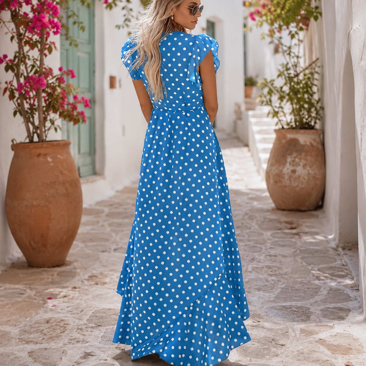 Spring And Summer Boho Floral Print Wrap Maxi Dress For Women