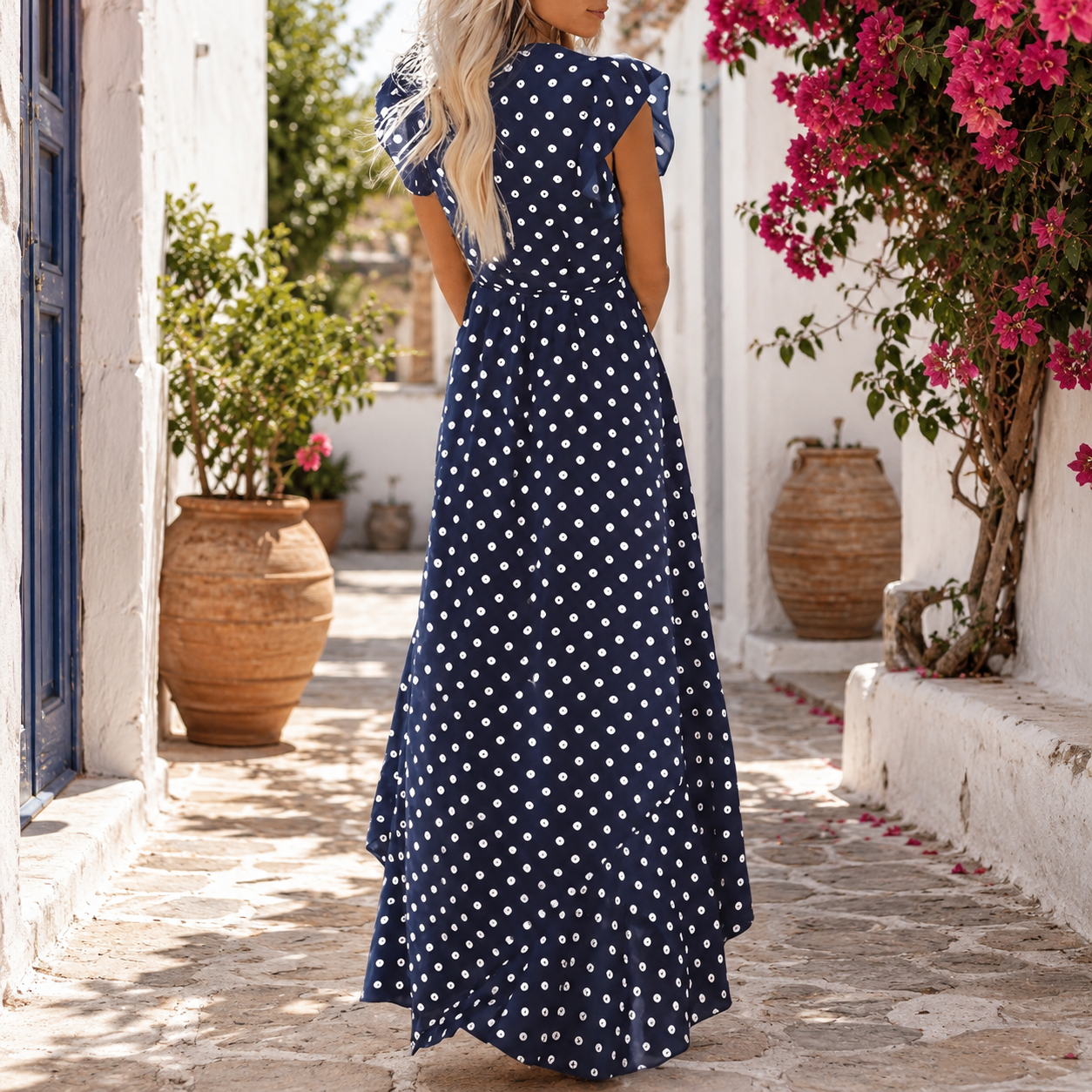 Spring And Summer Boho Floral Print Wrap Maxi Dress For Women