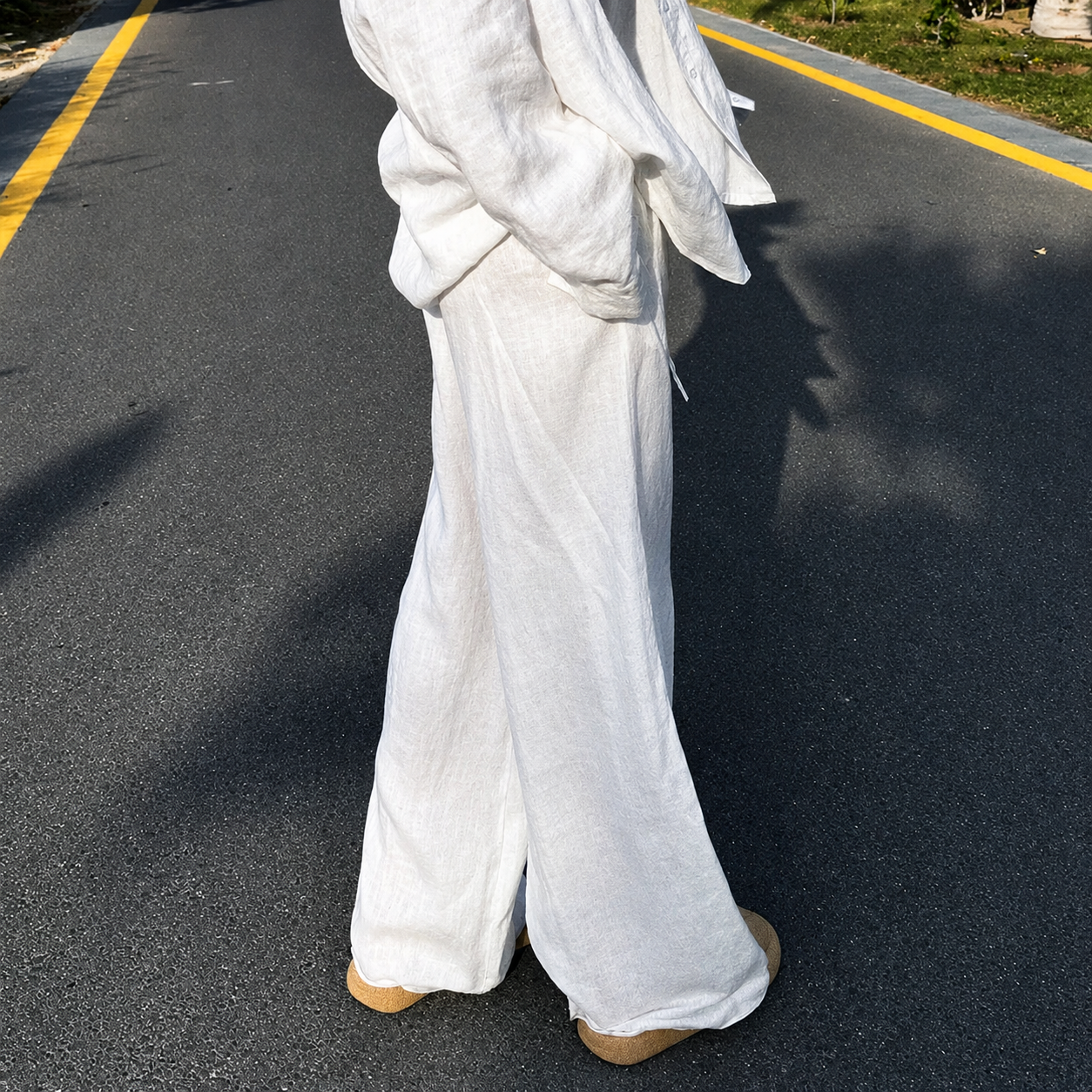 High Rise Wide Fit Casual Baggy Pants With Pocket For Women