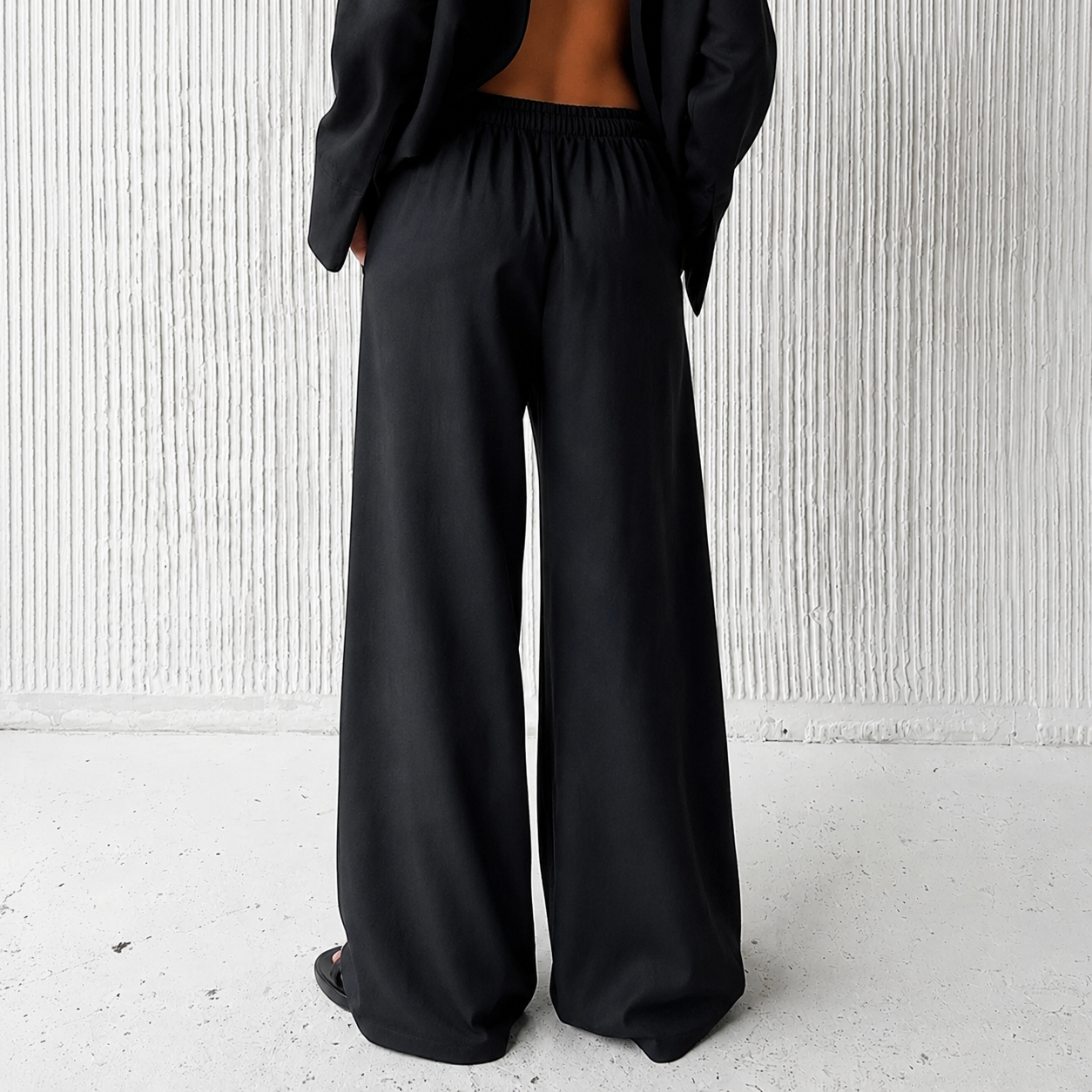 High Rise Wide Fit Casual Baggy Pants With Pocket For Women