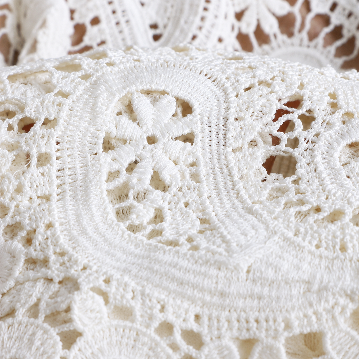 High Rise Crochet Embroidered Lace A Line Flared Midi Skirt For Women