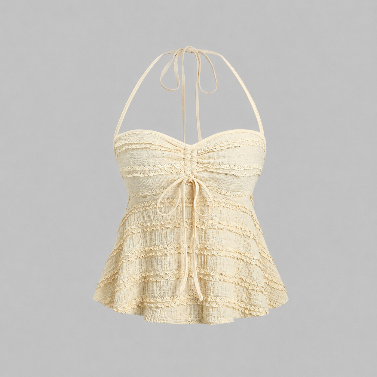 Casual Drawstring Halter Backless Tank Top For Women