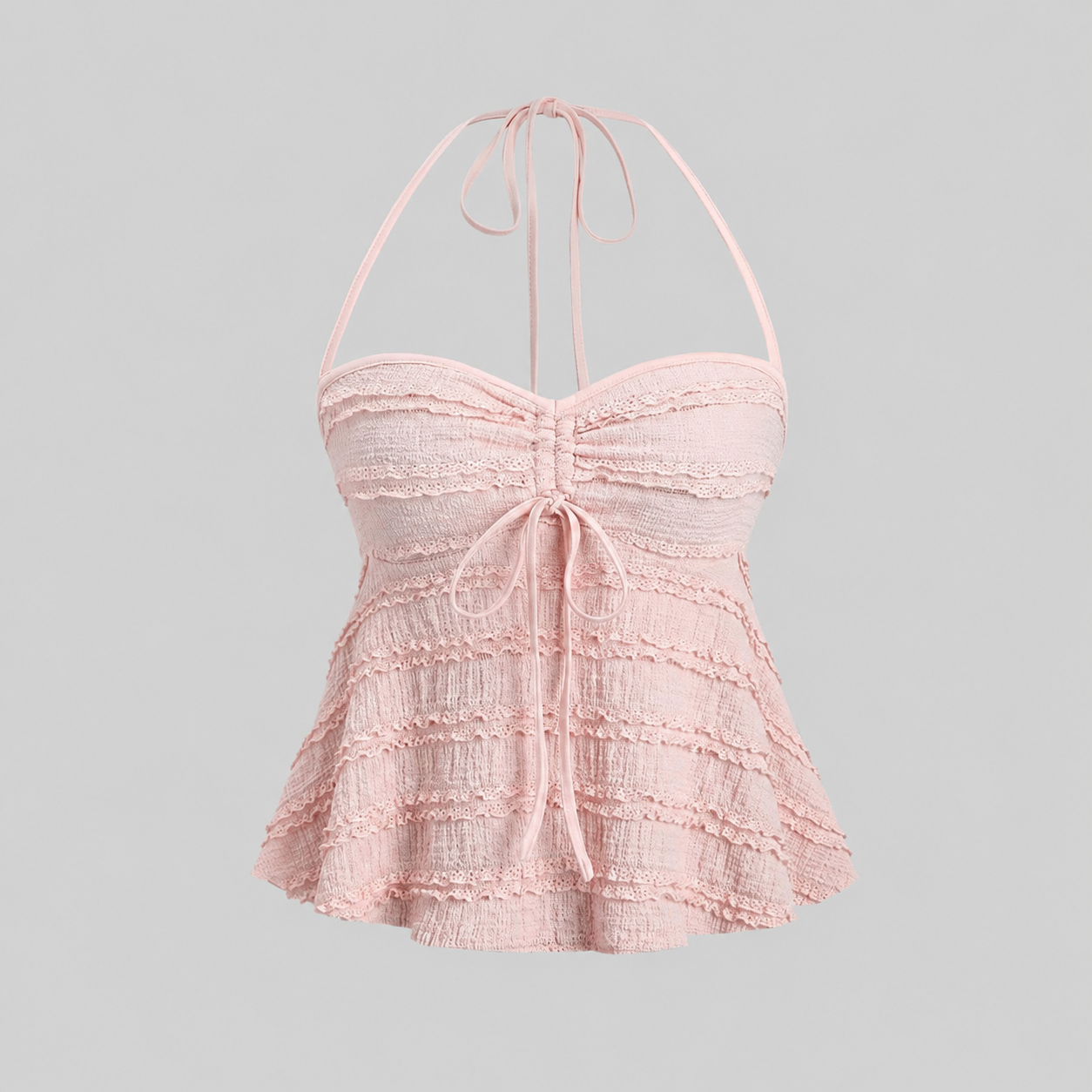 Casual Drawstring Halter Backless Tank Top For Women