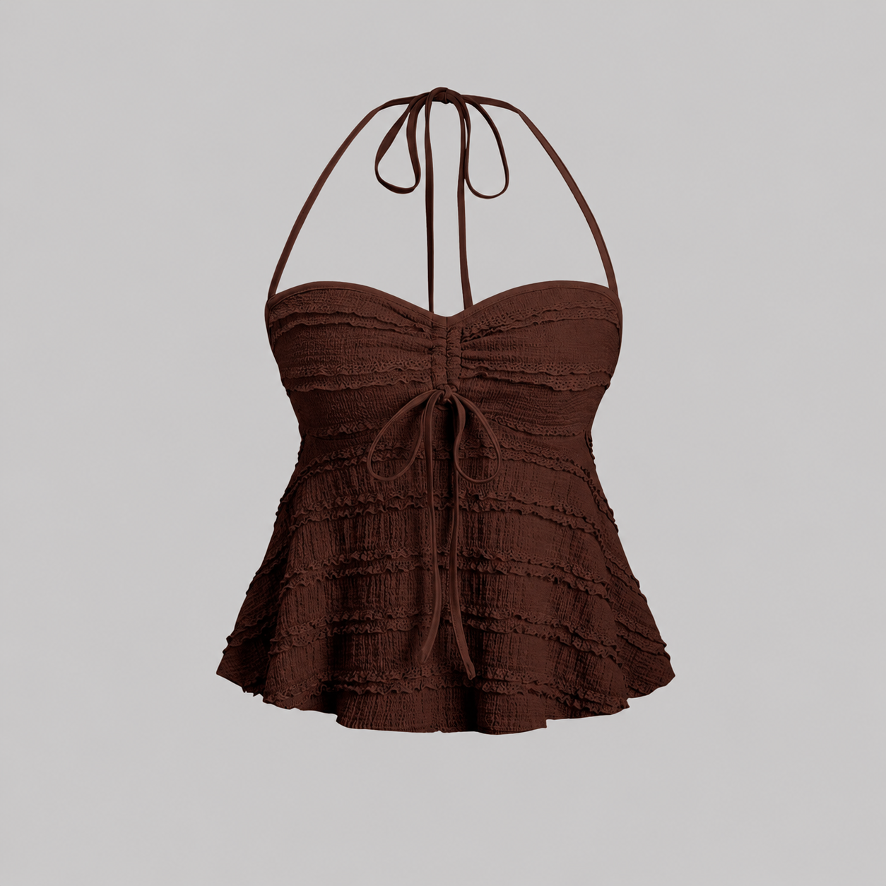 Casual Drawstring Halter Backless Tank Top For Women