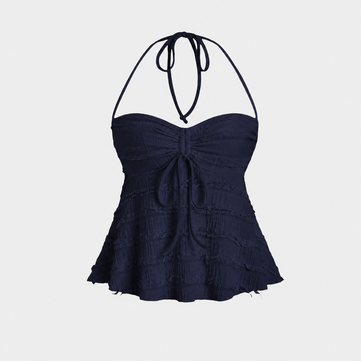 Casual Drawstring Halter Backless Tank Top For Women