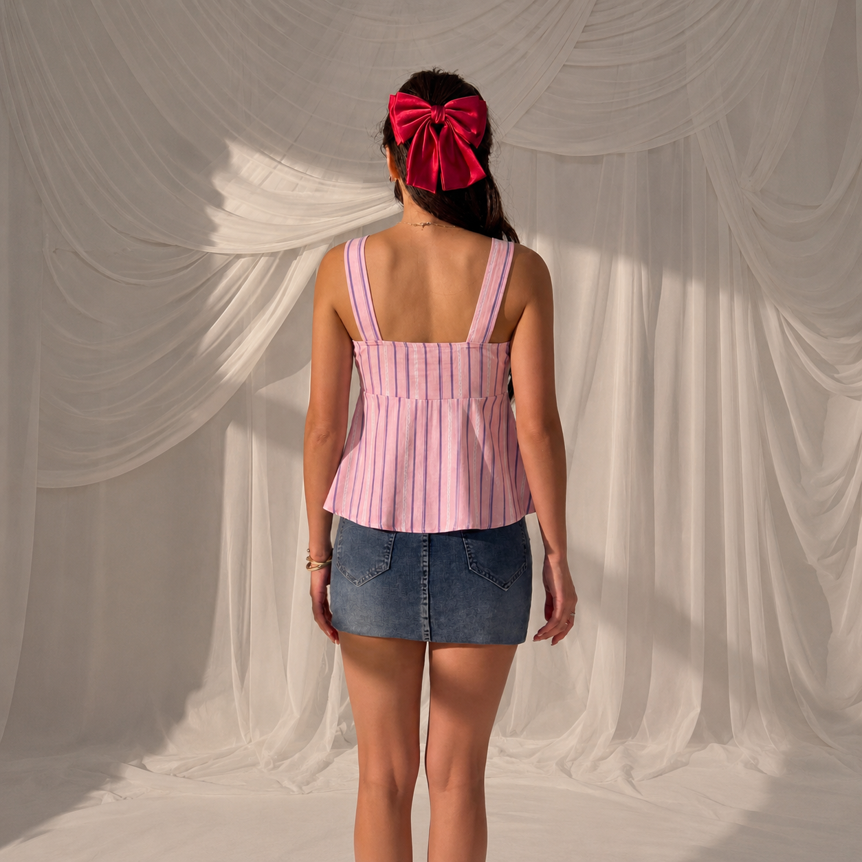 Casual Minimalist Style Drawstring Camisole Tank Top For Women