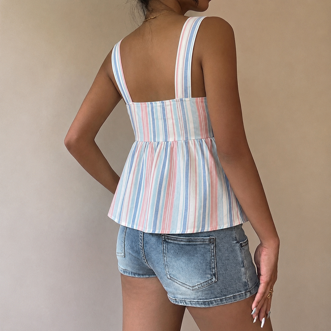 Casual Minimalist Style Drawstring Camisole Tank Top For Women