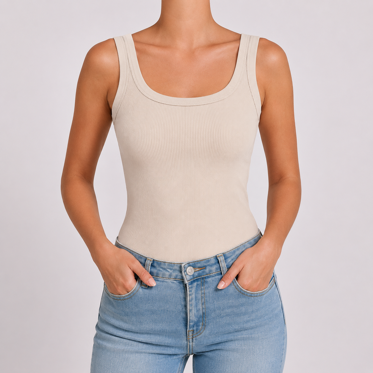 Slim Fitted Sleeveless Summer Top For Women