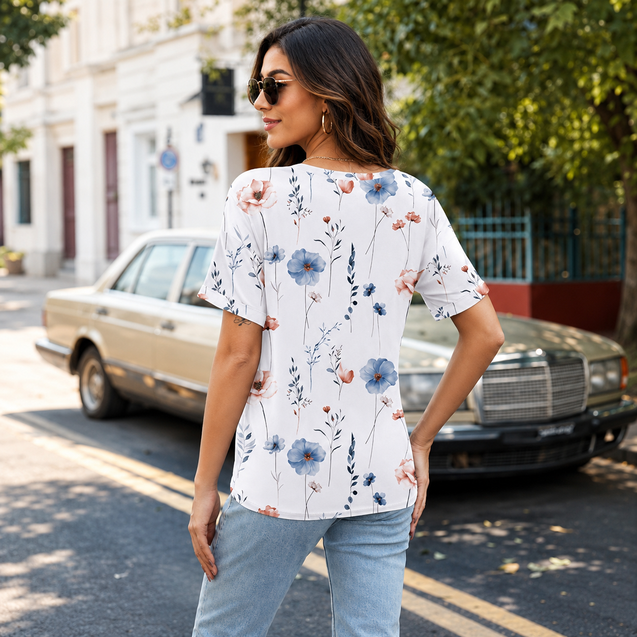 Floral Short Sleeve Summer T Shirts For Women