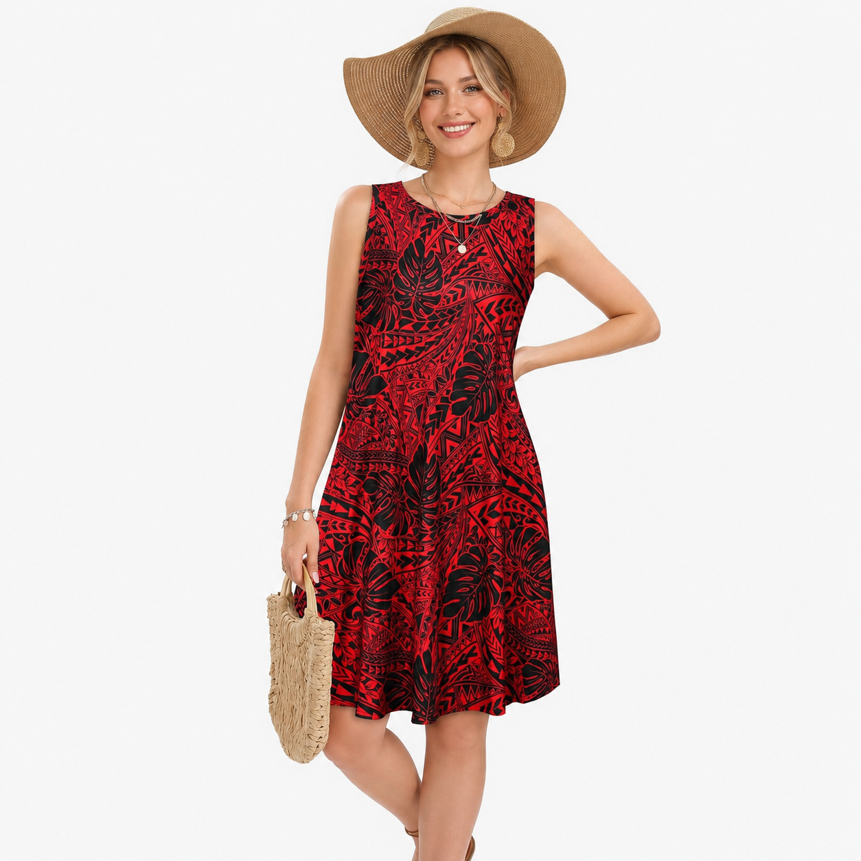 Casual Loose Fit Beach Dress With Pockets For Women