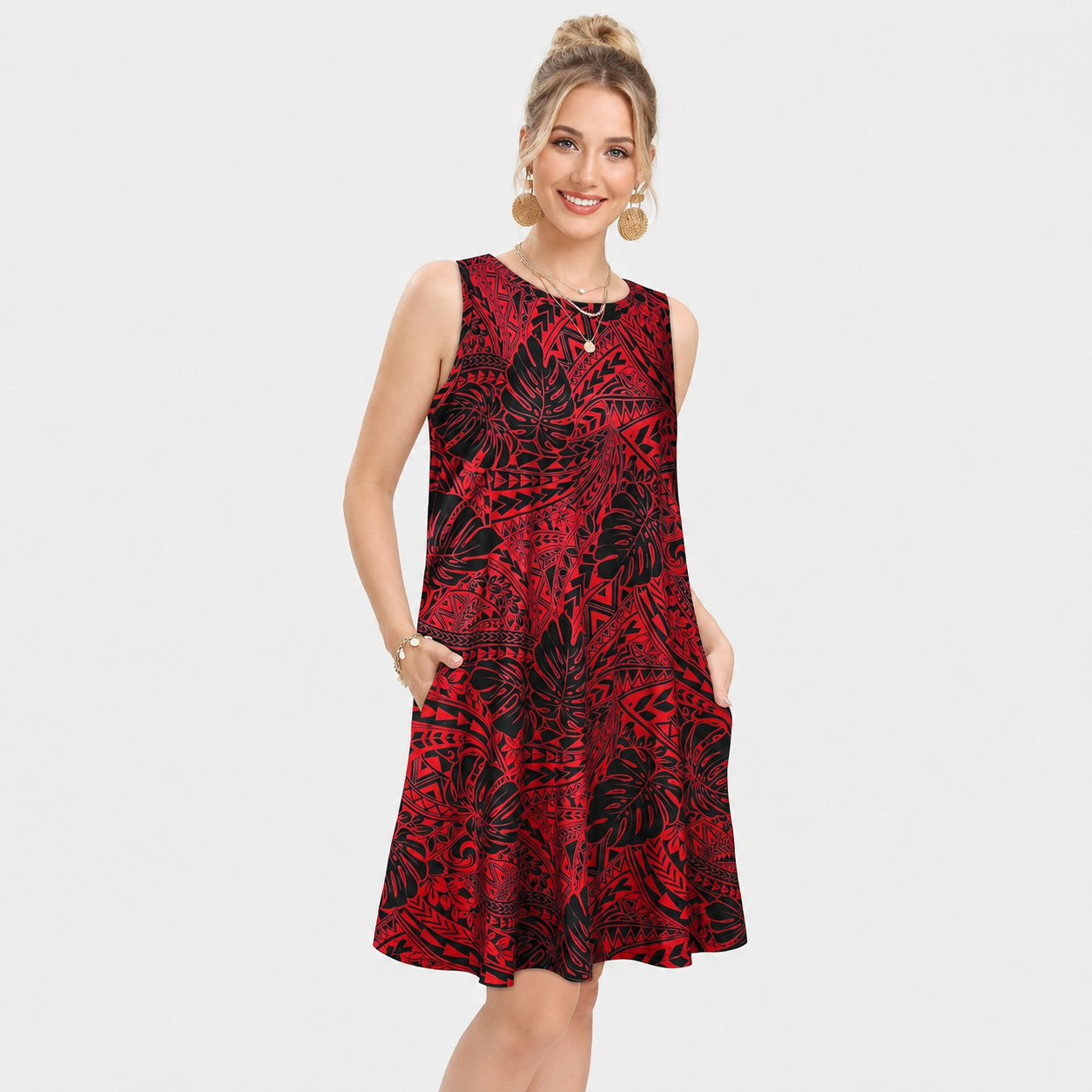 Casual Loose Fit Beach Dress With Pockets For Women