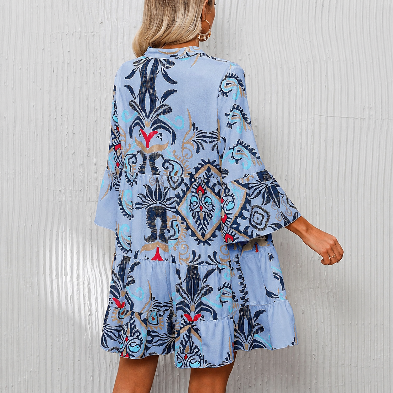 Casual Flowy Ruffle Sleeve Babydoll Dress For Women